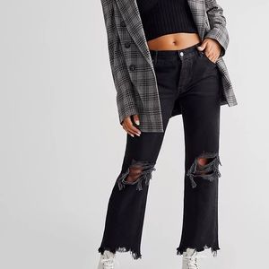 Free people “Maggie Mid-Rise Straight-Leg Jeans” in washed black